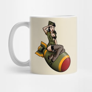 OldSalt/Salty-Dog American Traditional Patriotic Atomic Bomb Belle Pin-up Girl Mug